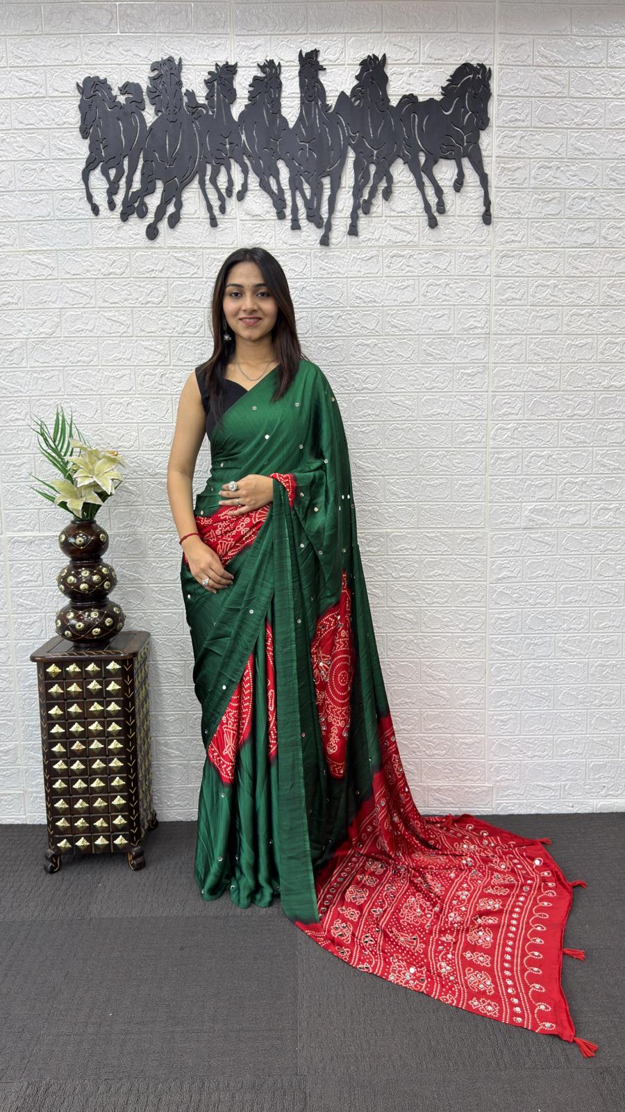 Royal Reflection Gajji Silk Mirror Work Saree